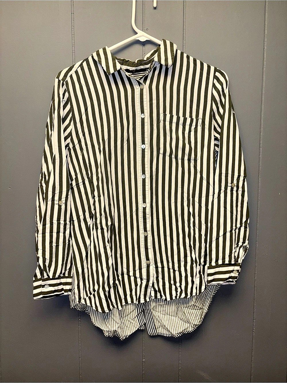 Jane & Delancey Striped Button Down Shirt in Black & White